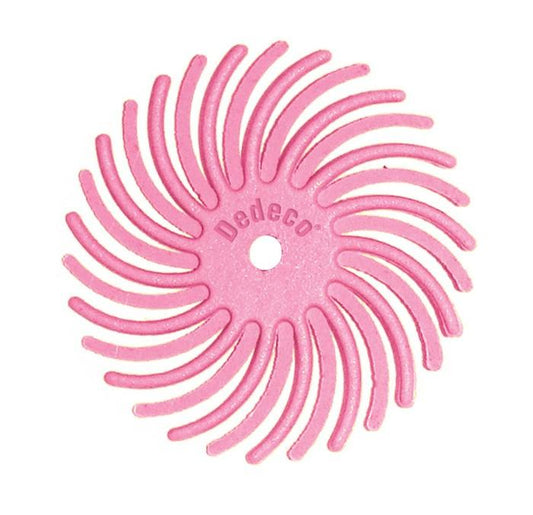 Sunburst® Radial Bristle Discs, 7/8", pink - 600 grit/pumice, pkg 12