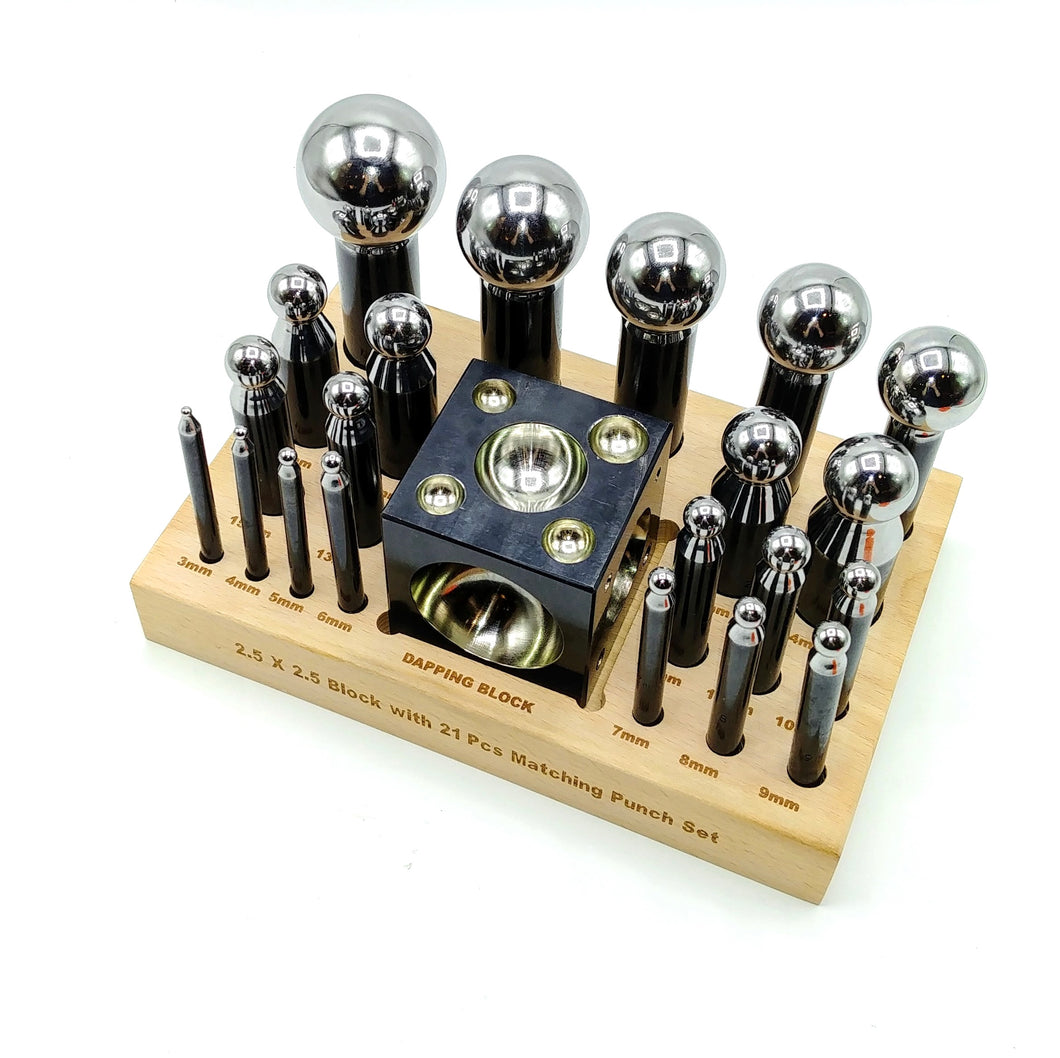 Dapping 21-Punch and Block Set, wooden stand