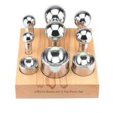 Load image into Gallery viewer, Dapping 6-Punch and 3 Round Block Set, wooden stand