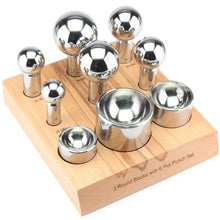 Load image into Gallery viewer, Dapping 6-Punch and 3 Round Block Set, wooden stand