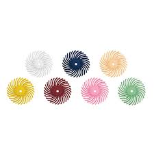 Sunburst® Dual Radial Bristle Discs, 7/8", 2 each of red-blue-pink-peach-green, pkg 10